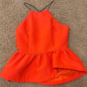 Orange Halter Peplum Blouse by Mustard Seed | Size Small